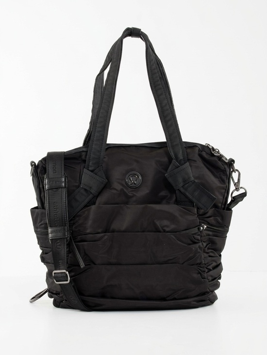 lululemon athletica Handbags - Lululemon Triumphant Tote Ruched Pleated Top Zip Nylon Black OS
